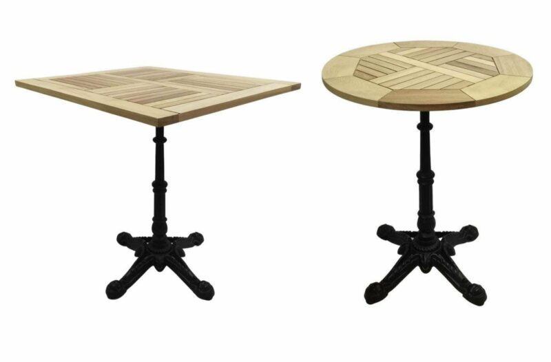 Table bistrot extérieur avec plateau en bois ronds ou rectangles pour petits espaces en terrasse - Réf: ROKO-TBL-PARIS4