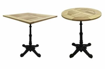 Table bistrot extérieur avec plateau en bois ronds ou rectangles pour petits espaces en terrasse - Réf: ROKO-TBL-PARIS4