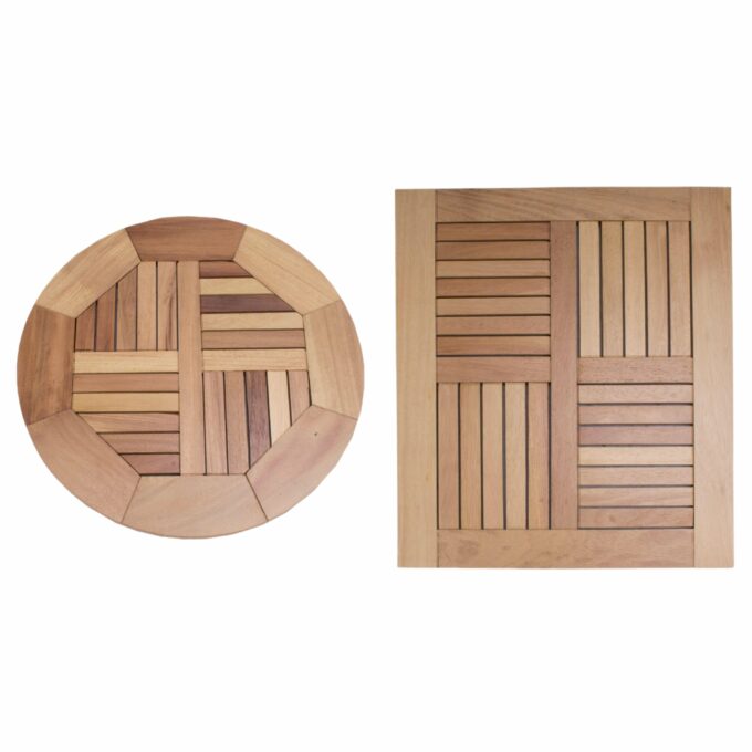 Plateau de Table Extérieur Professionnel en Bois d'Iroko - Robustesse et Adaptabilité pour Terrasses - Dimensions : D50, D60, 50x60 et 60x70cm - Réf : ROKO