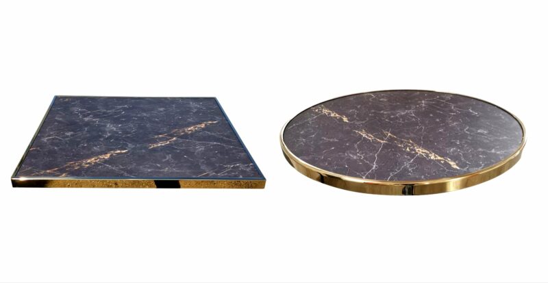 Plateau de table bistrot rond ou carré extérieur noir marbré 60cm ou 60x60cm - JAGUAR PLD60 - Fin de série