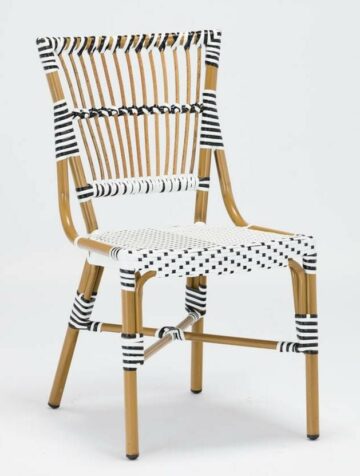 Lot de 2 chaises de terrasse rotin bistrot noir et blanc : Réf: TORINO