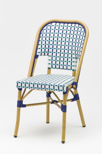 Chaise bistrot rotin bleu bleu turquoise blanc CHR 1
