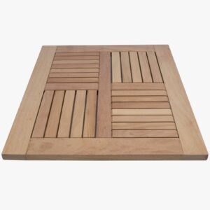 Plateau de table rectangulaire en bois iroko extérieur 50x60 et 60x70 cm pour terrasse restaurant café hôtel CHR