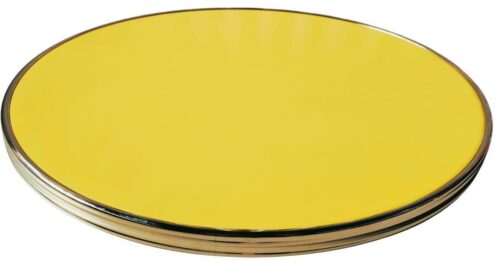 Plateau de table bistrot jaune cerclé laiton D60CM, D70cm, D80CM - Réf: SUNNY-PLR-BIST-607080