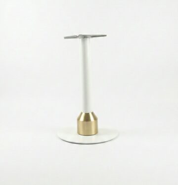 Pied de table professionnel restaurant base ronde 40 cm blanc avec cloche dorée