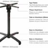 piètement de table extérieur CHR aluminium pivotant noir ORBITA 72