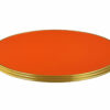 Plateau de table bistrot CHR AMSTERDAM rond 60 cm stratifié orange avec cerclage aluminium laiton