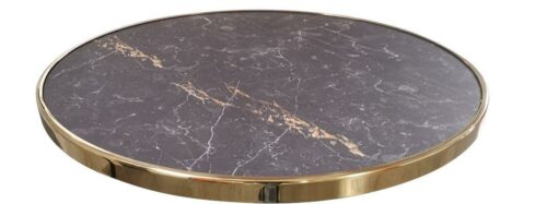 Plateau de table AXIS noir marbré 60x60 cm avec cerclage inox traité titane pour usage intérieur et extérieur CHR HORECA