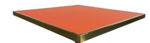 Plateau table bistrot carré 60×60 cm – orange cerclé laiton – Restaurant terrasse CHR- Fuego