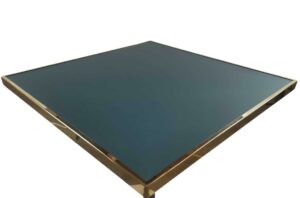 Plateau table bistrot carré 60×60 cm – Vert 6004 cerclé laiton – Restaurant terrasse CHR- Natura
