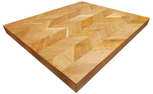 Plateau de Table Intérieur en bois de Chêne effet parquet Chevron Vieilli - Esprit Vintage & Industriel (60x60 ou 60x70cm)- Réf: Antica-PLC-606070