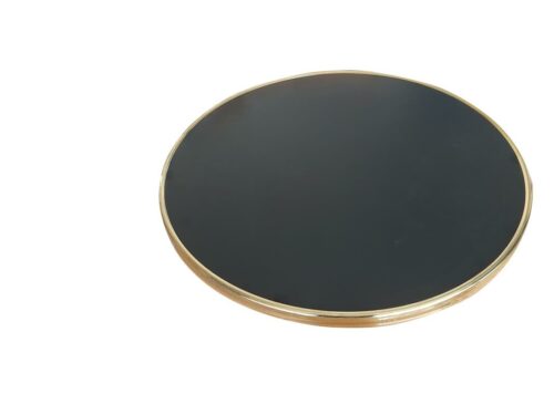 Plateau de table bistrot noir mat cerclé laiton D60cm - Panama 19NR