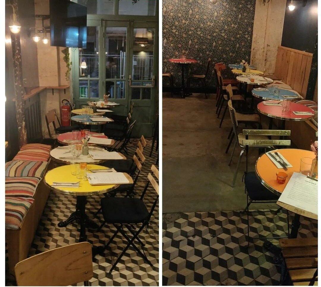 Plateau de table bistrot LOVE rouge cerclé laiton D60CM – Image 5