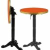 Table bistrot pliante orange Ø60 cm avec cerclage laiton pour terrasse restaurant CHR