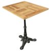table terrasse restaurant iroko 50x60 pied fonte noir