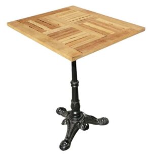 table terrasse restaurant iroko 50x60 pied fonte noir