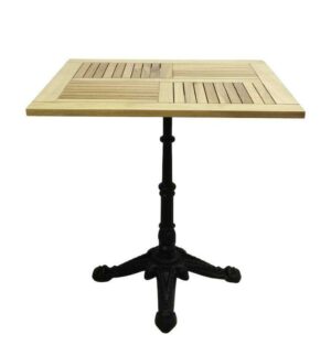 table iroko 60x70 cm terrasse restaurant pied fonte 4 branches
