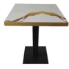 Table intérieure CHR 60x60 cm marbre blanc doré avec pied fonte noir