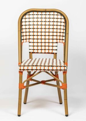 chaise bistrot terrasse rastaurant rotin noir orange blanc Amsterdam CHR