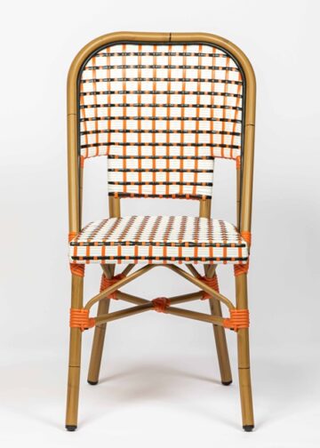 chaise bistrot terrasse rastaurant rotin noir orange blanc Amsterdam CHR