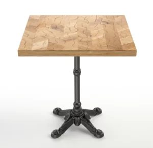 Table bistrot bois 60x70 cm chêne chevron avec pied fonte noir PARIS 4