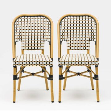 Lot de 2 chaises rotin CONGO – Rotin PE & aluminium – Usage professionnel extérieur