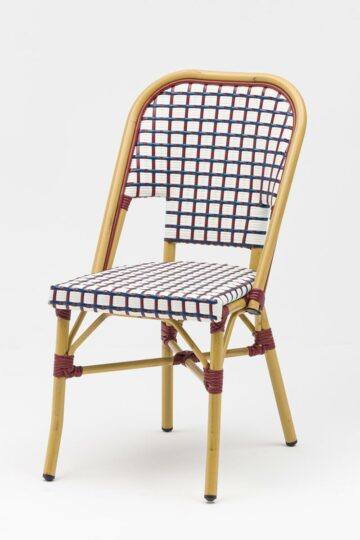 Lot de 2 chaises de terrasse rotin bistro couleur bleu, blanc, rouge : Réf: FRANCE