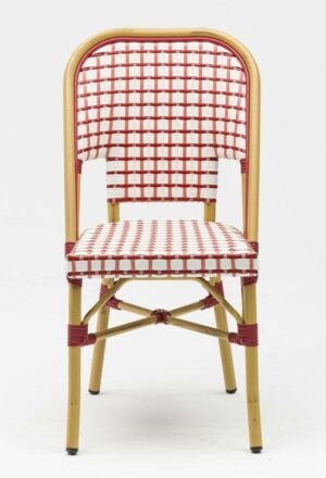 Chaise bistrot terrasse rotin rose blanc rouge qualité CHR