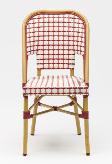 Chaise bistrot terrasse rotin rose blanc rouge qualité CHR