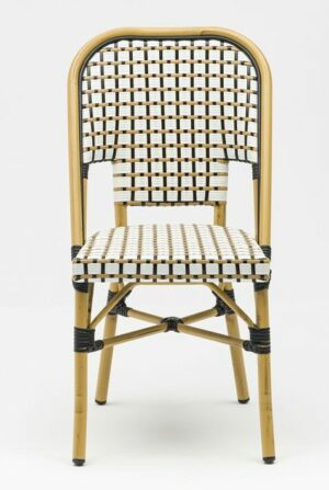 Chaise bistrot terrasse rotin beige blanc noir CONGO CHR