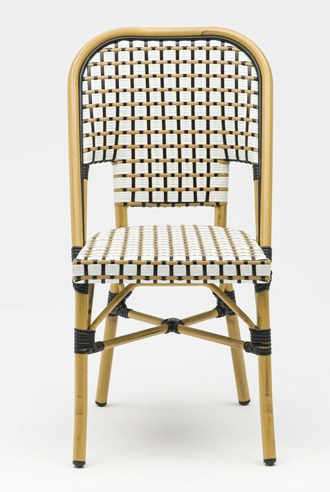 Chaise bistrot terrasse rotin beige blanc noir CONGO CHR