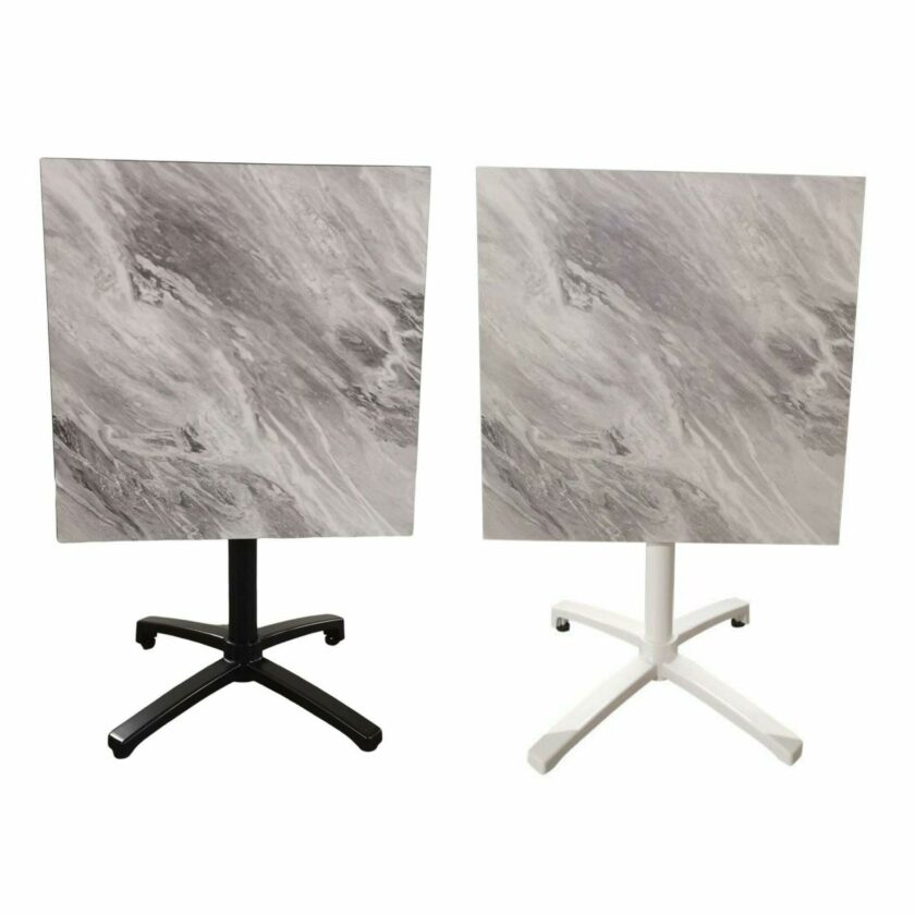 Table pivotante extérieur marbre gris et blanc marbré 70x70cm - VENISE TBL7070