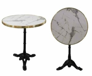 Table bistrot ronde pliable 60cm blanc marbré
