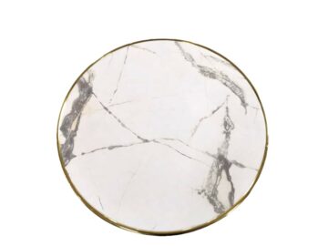 Plateau de table bistrot marbré blanc rond 60cm extérieur et intérieur CHR