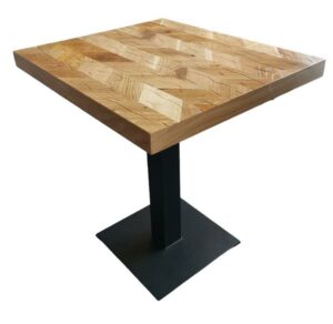 table restaurant 60x60 bois chêne piètement fonte acier CHR