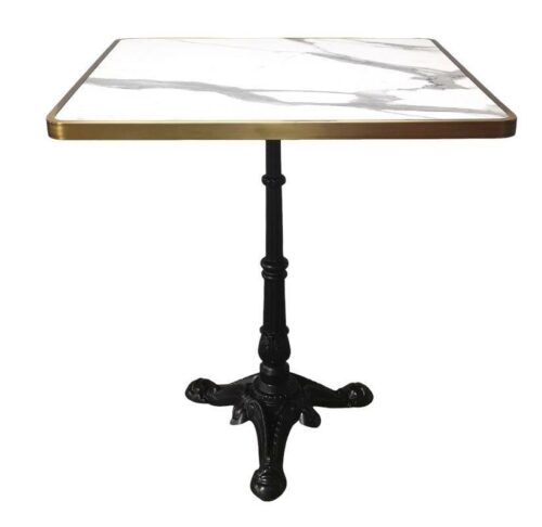 Table bistrot carrée blanc marbré extérieur 60x60cm - Calacatta