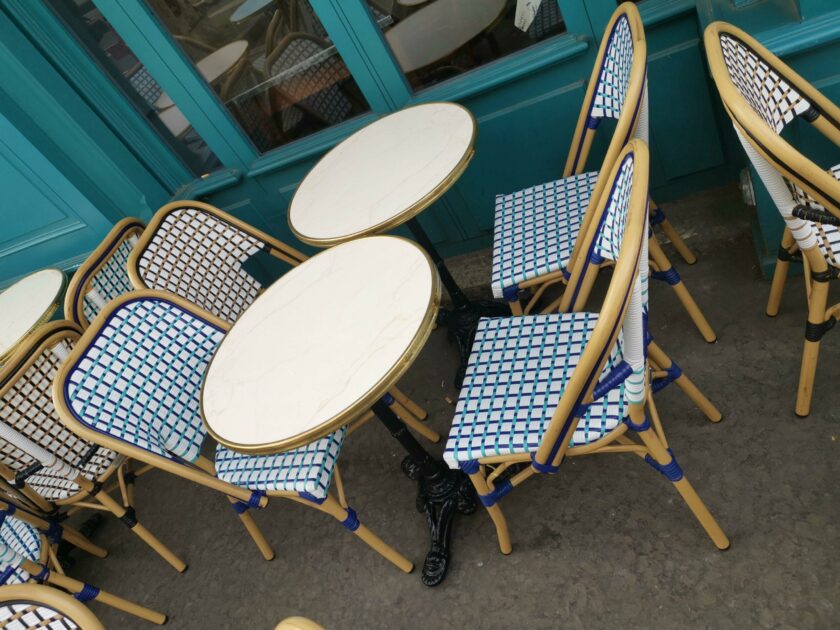 Plateau de table bistrot rond extérieur/intérieur marbre beige doré D60, D70cm- Réf :Amore-PLR-BIST-6070 – Image 3