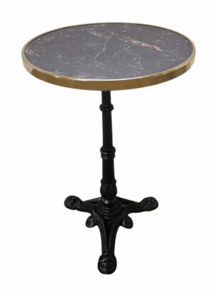 Table bistrot extérieur intérieur ronde 60 cm noir marbré doré mobilier CHR-AXIS