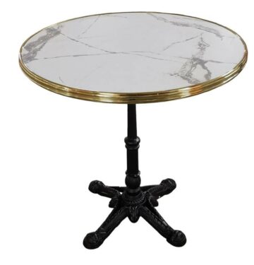 Table bistrot intérieur ronde 60cm ou 70cm blanc marbré - Réf : Calacatta TBL-BIST-INT-R60/70