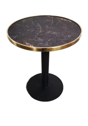 Table bistrot ronde intérieur noir marbré D60cm pour restaurants et bars - Réf: JAGUAR-TBL-INT-RONDA60