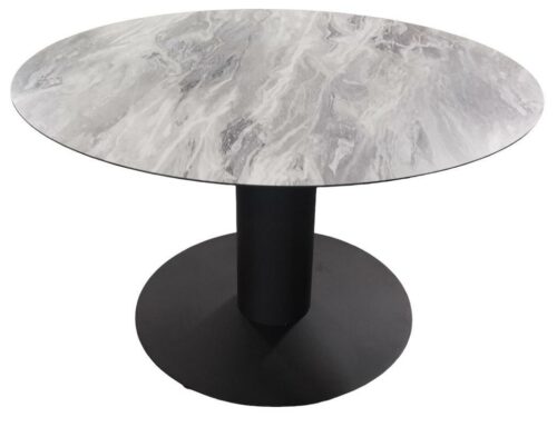 Table ronde 6 personnes avec un décor marbré gris et blanc 120cm - VENISE_TBLD_120
