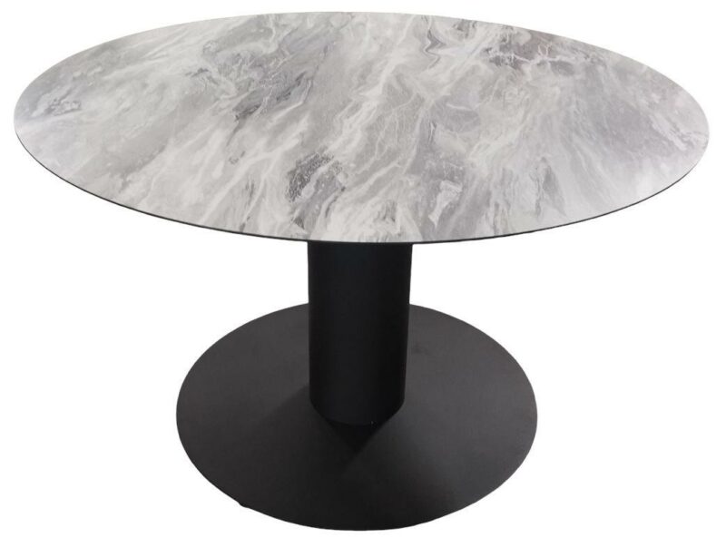 Table ronde 6 personnes avec un décor marbré gris et blanc 120cm - VENISE_TBLD_120