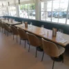 Table chêne massif 70x70 ROBLE avec pied fonte noir CUBA40