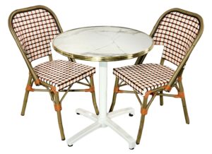 Ensemble Terrasse Restaurant Professionnel - Table et 2 chaises rotin - AMSTERDAM-3- Qualité CHR