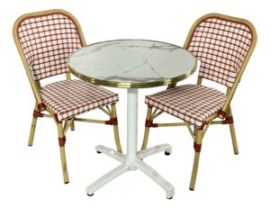 Ensemble Terrasse Restaurant Professionnel - Table et 2 chaises de terrasse PINKY-2- Qualité CHR