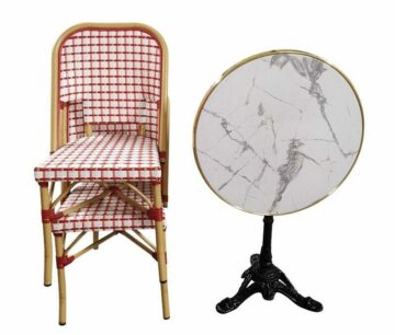 Ensemble de terrasse bistrot extérieur 60cm - Mobilier CHR pour restaurants, bars, cafés Réf : Pack-BIST-CALACATTA-PINKYLADY