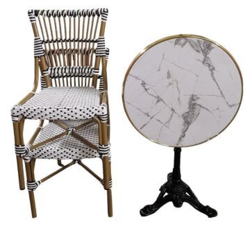 Ensemble de terrasse bistrot extérieur 60cm - Mobilier CHR pour restaurants, bars, cafés Réf : Pack-BIST60-CALACATTA-TORINO-1