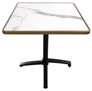table terrasse restaurant 60x60 plateau marbre calacatta pied aluminium