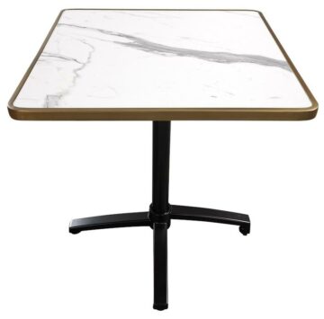 Table terrasse restaurant 70×70 cm carré – Plateau HPL marbré – Piètement aluminium – Extérieur CHR ––CALACATTA-TBL-3