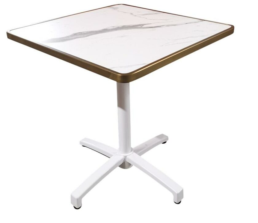 Table bistrot pivotante d'extérieur décor marbre blanc carré 60x60 ou 70x70cm - Réf : CALACATTA-TBL-6070 – Image 6